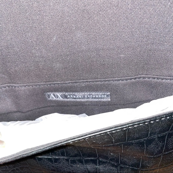 Armani Exchange black faux croc leather envelope clutch - Picture 3 of 6